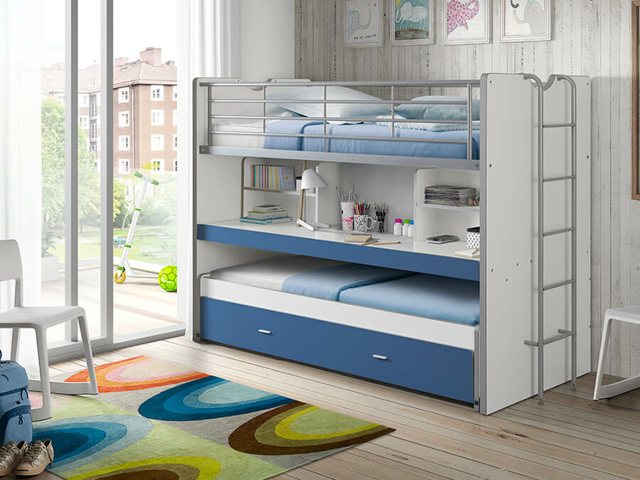 Vipack Bonny 80 Stapelbed met bureau Blauw - Afbeelding 2