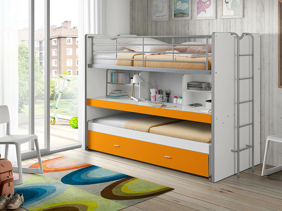 Vipack Bonny 80 Stapelbed met bureau oranje - Afbeelding 2