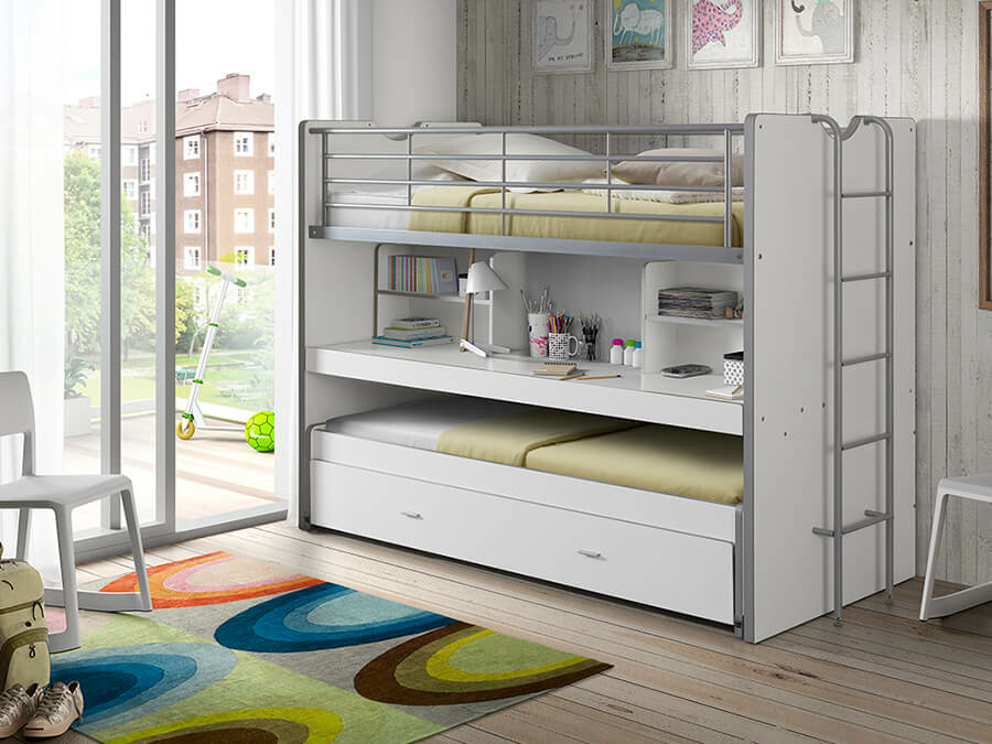 Vipack Bonny 80 Stapelbed met bureau Wit - Afbeelding 2