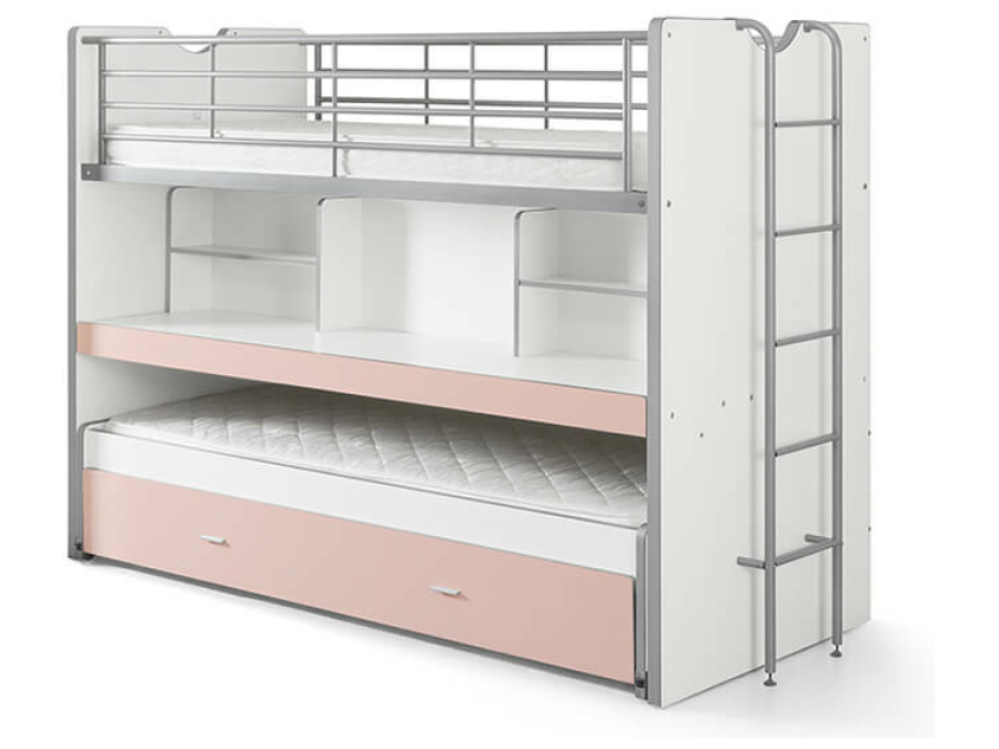 Vipack Bonny 80 Stapelbed met bureau Licht Roze