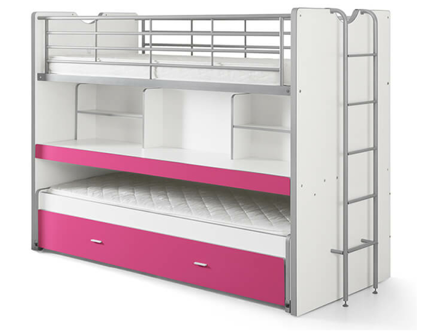Vipack Bonny 80 Stapelbed met bureau Fuchsia