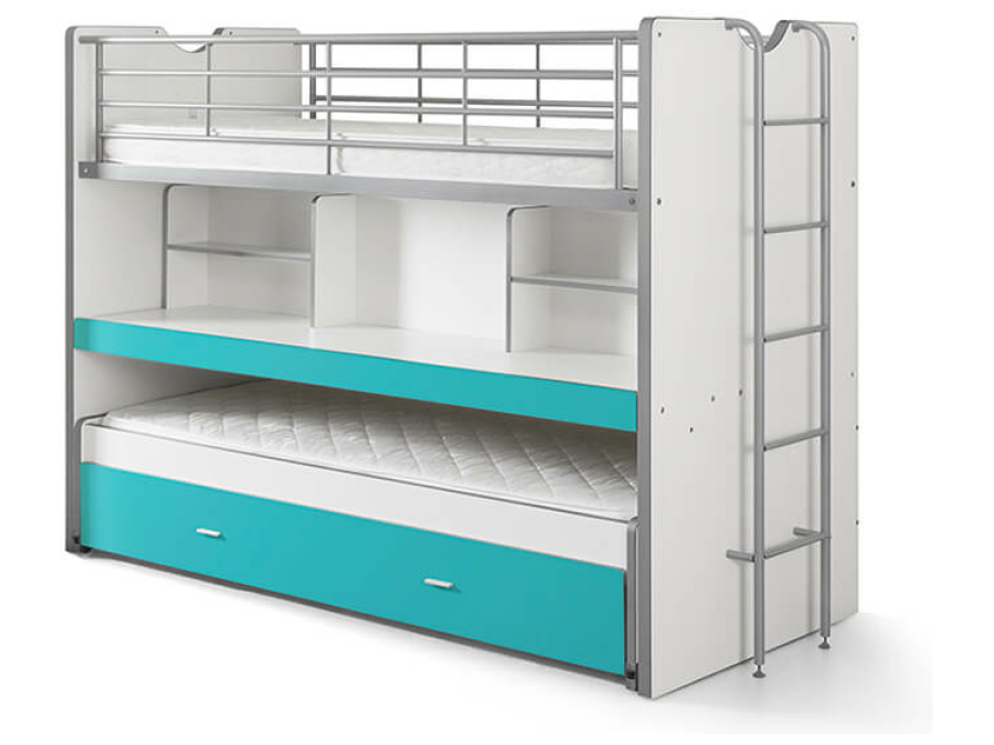 Vipack Bonny 80 Stapelbed met bureau Turquoise