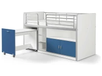 Vipack Bonny 91 Halfhoogslaper met bureau Blauw