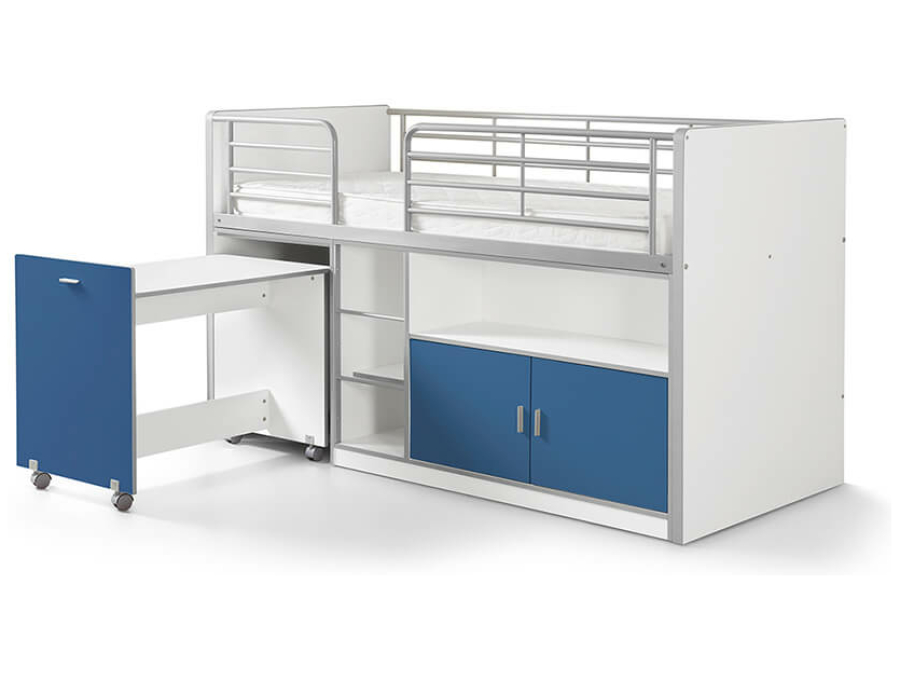 Vipack Bonny 91 Halfhoogslaper met bureau Blauw
