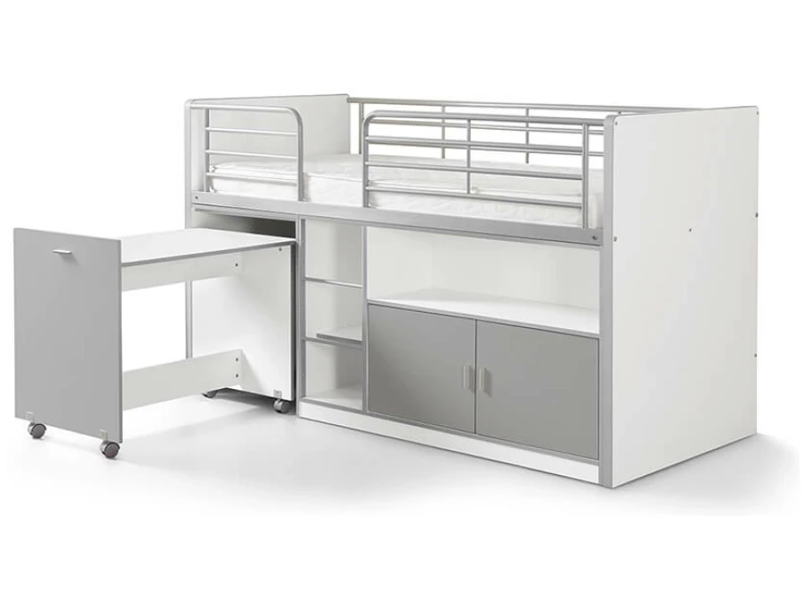 Vipack Bonny 91 Halfhoogslaper met bureau Zilver