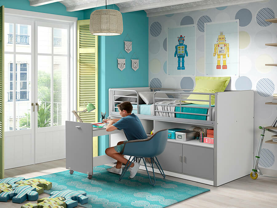 Vipack Bonny 91 Halfhoogslaper met bureau Zilver - Afbeelding 2