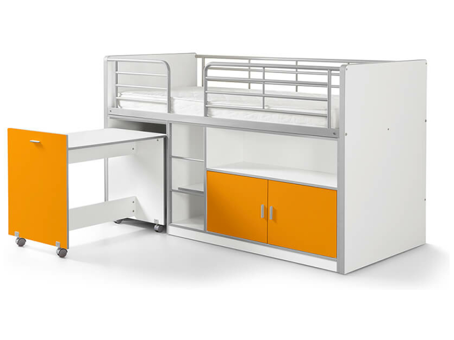Vipack Bonny 91 Halfhoogslaper met bureau Oranje