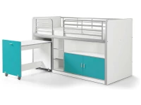 Vipack Bonny 91 Halfhoogslaper met bureau Turquoise