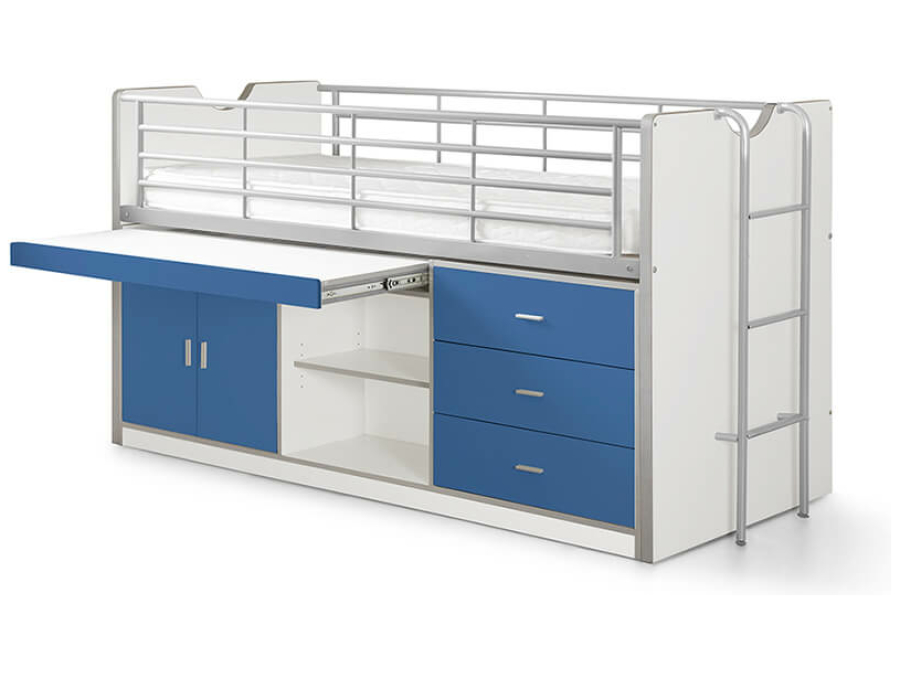 Vipack Bonny 95 Halfhoogslaper met bureau Blauw