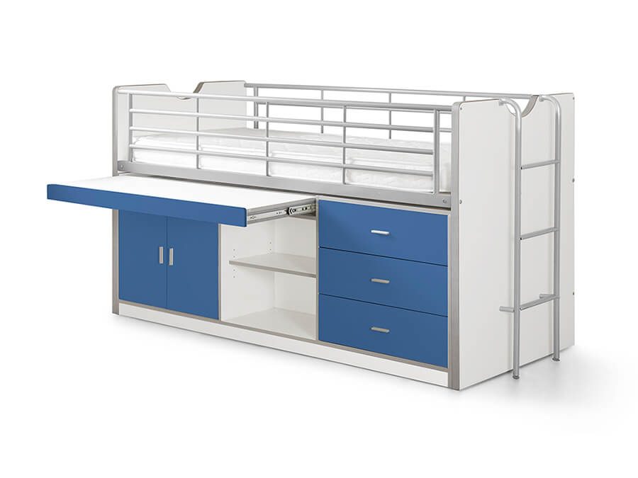 Vipack Bonny 95 Halfhoogslaper met bureau Blauw Kopen? Officieel verkooppunt | Beddies