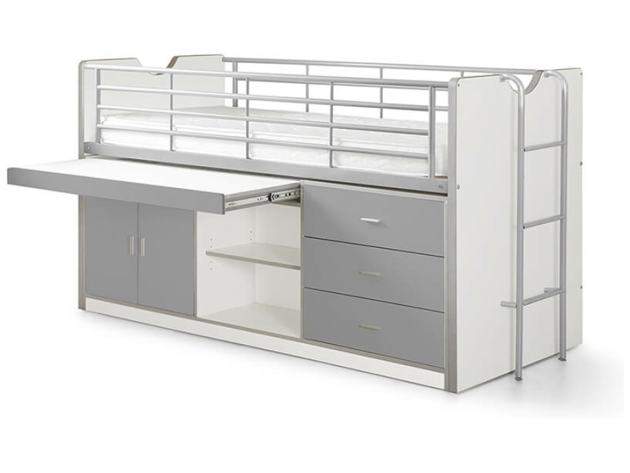 Vipack Bonny 95 Halfhoogslaper met bureau Zilver