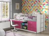Vipack Bonny 95 Halfhoogslaper met bureau Fuchsia - Afbeelding 2