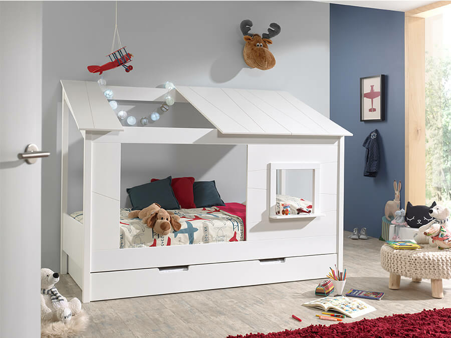 HB902614 Vipack Housebeds 26 wit dak met lade