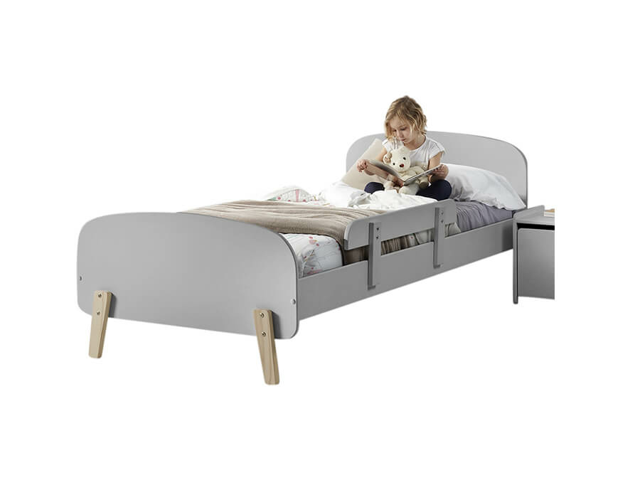 KIBE9015 Vipack Kiddy bed grijs met uitvalbeveiliging