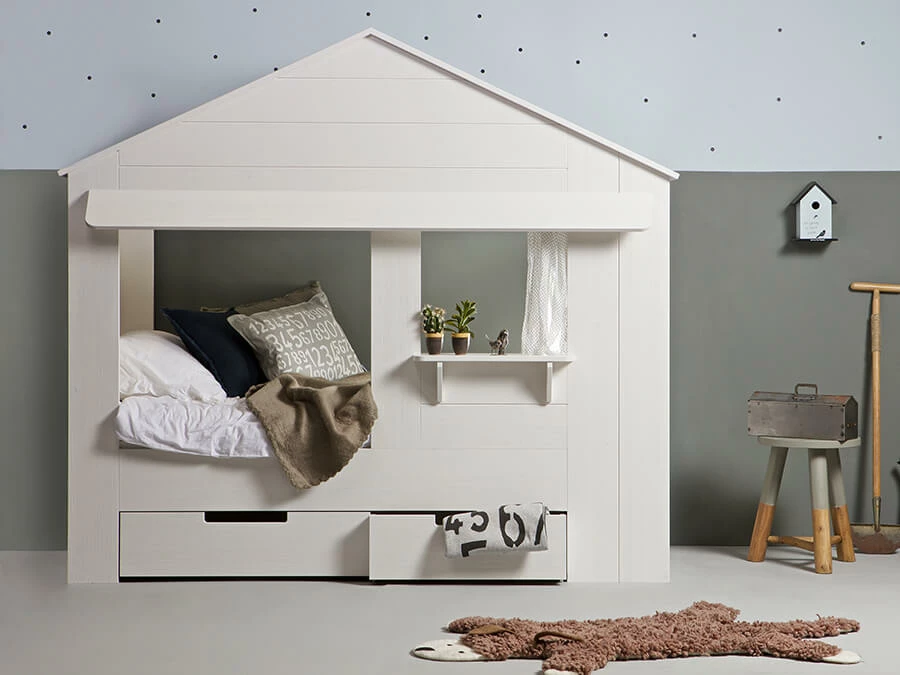 Woood Huisie bedstee - grenen wit - Afbeelding 2