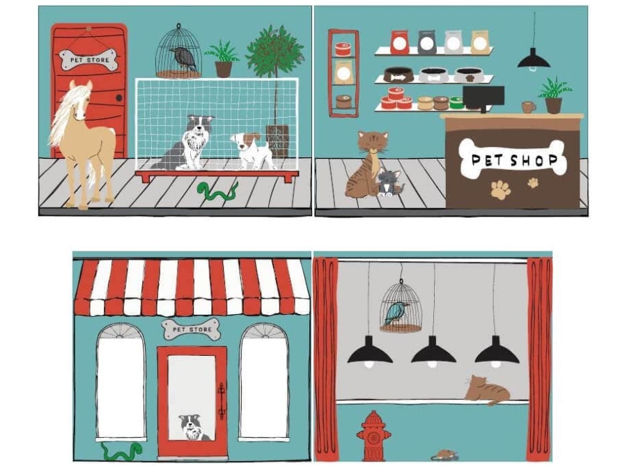 Vipack Speelgordijn Pet Shop dierenwinkel