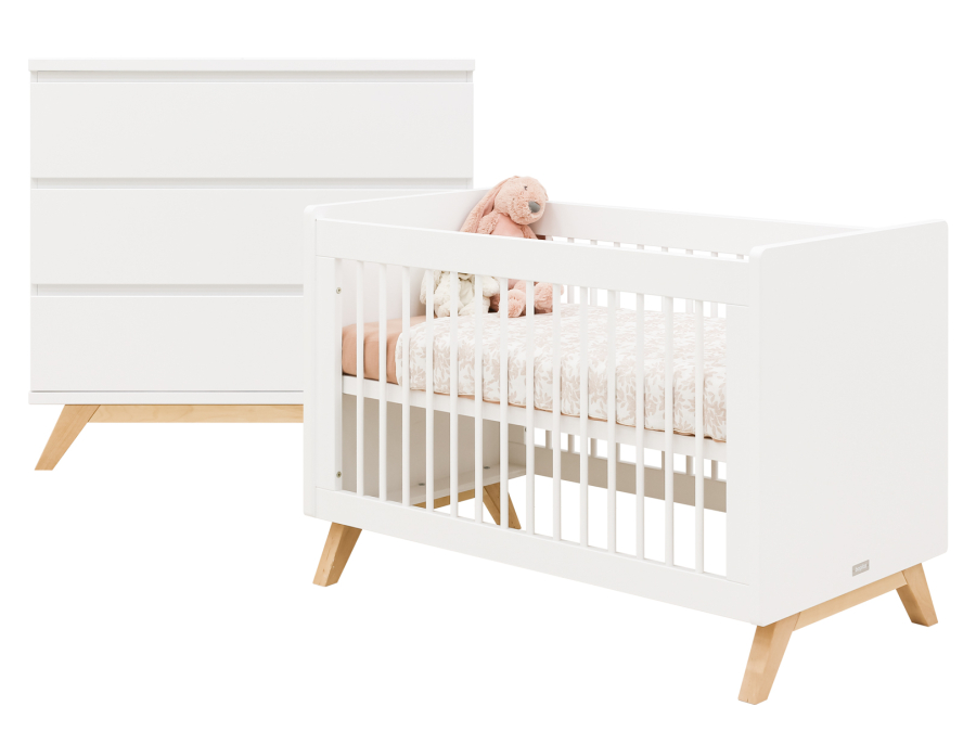 Bopita Lynn 2-delige babykamer greeploos wit/naturel
