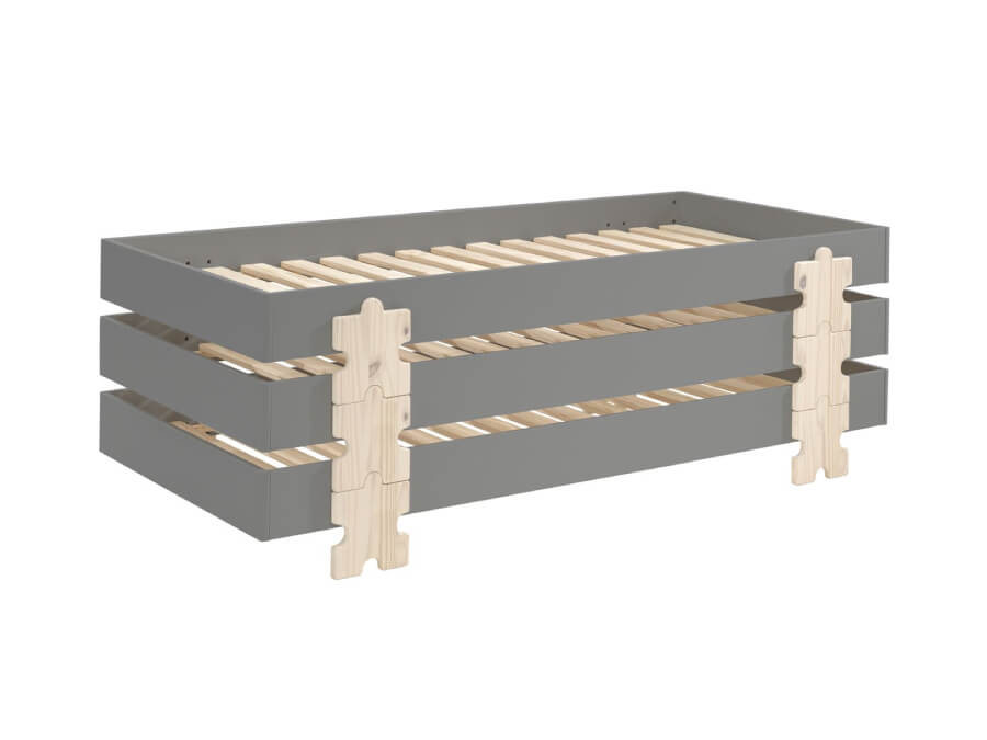 Vipack Modulo bed Puzzle grijs (3 stuks)