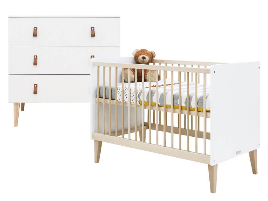 Bopita Indy 2-delige babykamer wit/naturel