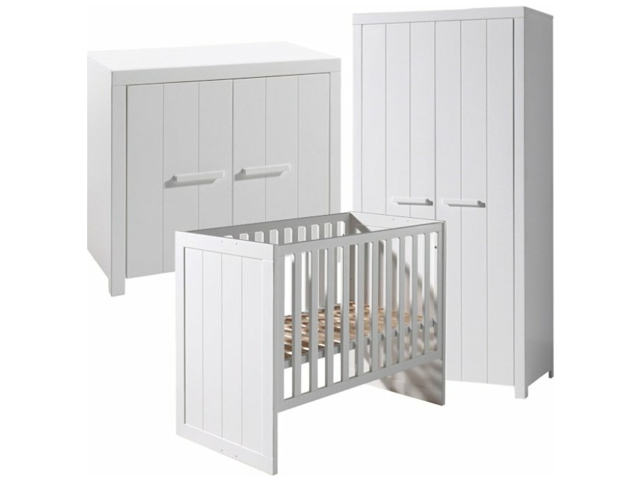 Vipack Erik 3-delige babykamer wit - 2-deurs kast