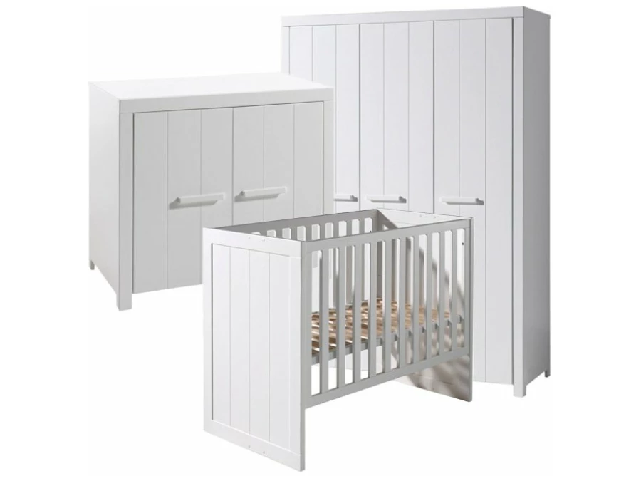 Vipack Erik 3-delige babykamer wit - 3-deurs kast