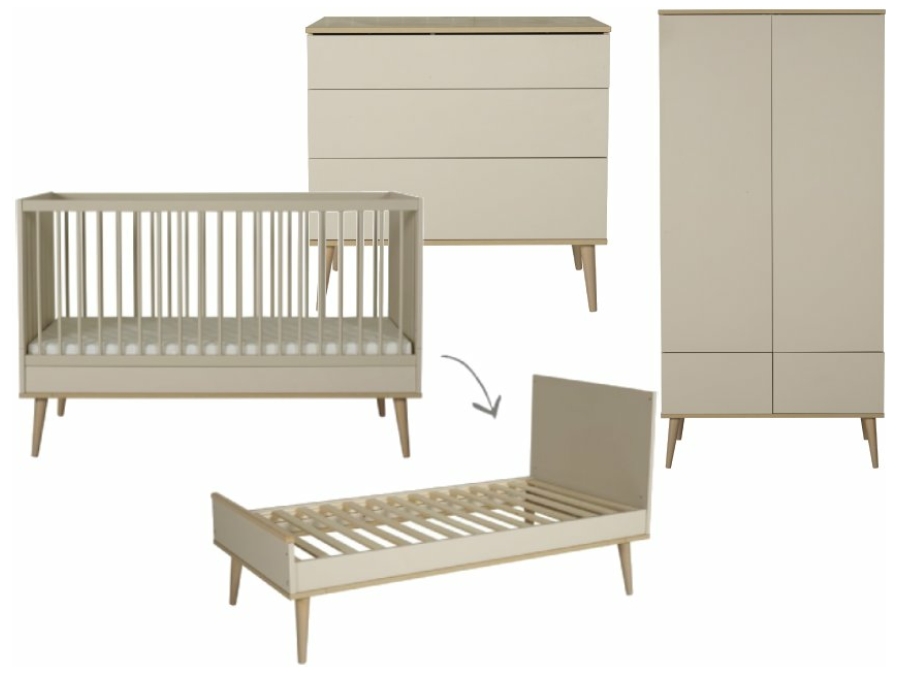 Quax Flow 3-delige meegroeikamer clay & oak