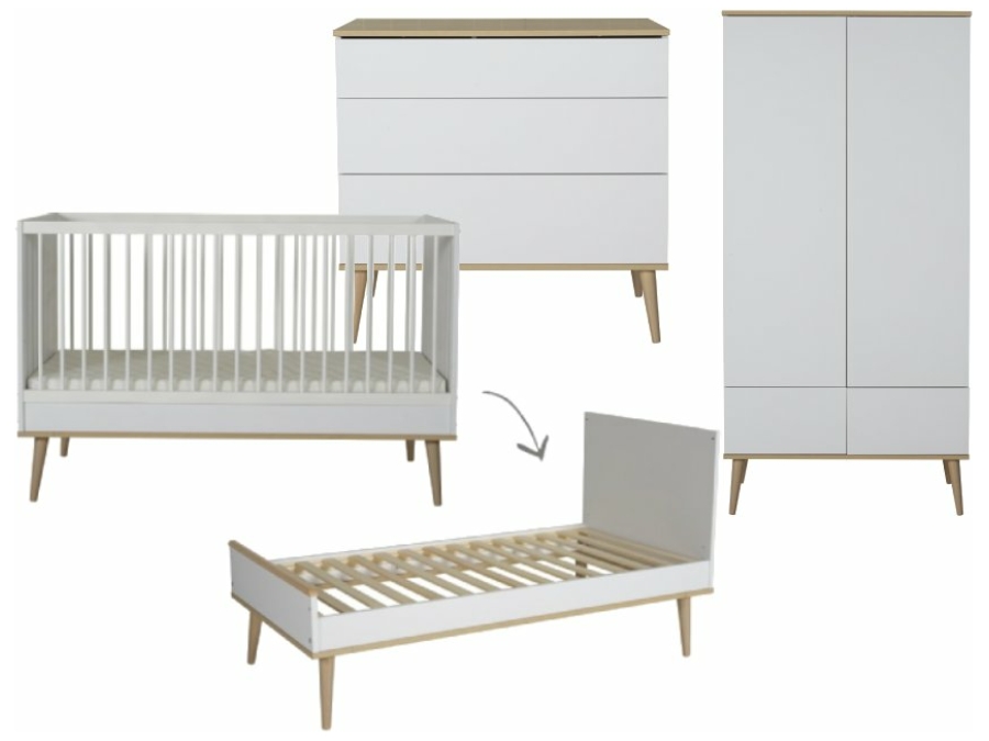 Quax Flow 3-delige meegroeikamer white & oak
