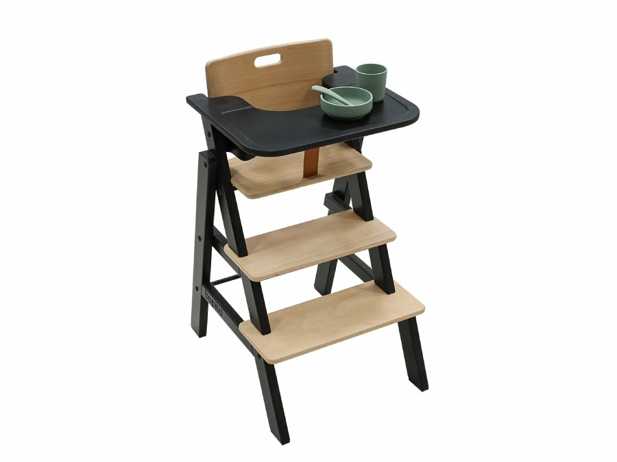 Bopita Stully kinderstoel met beugel Mat zwart/Naturel - Afbeelding 4