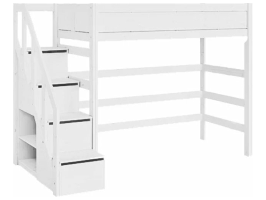 Lifetime hoogslaper 177h 90x200 trapkast wit