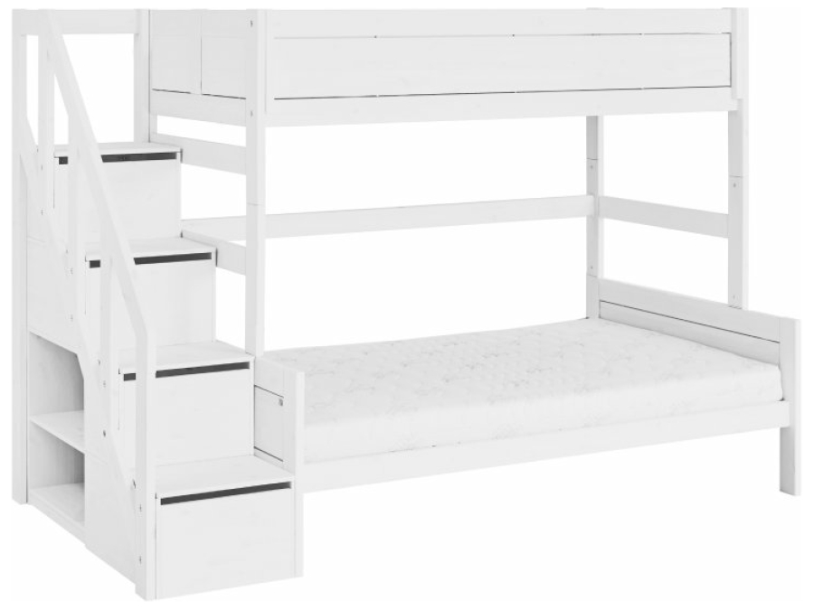 Lifetime familie stapelbed trapkast 90/120 wit