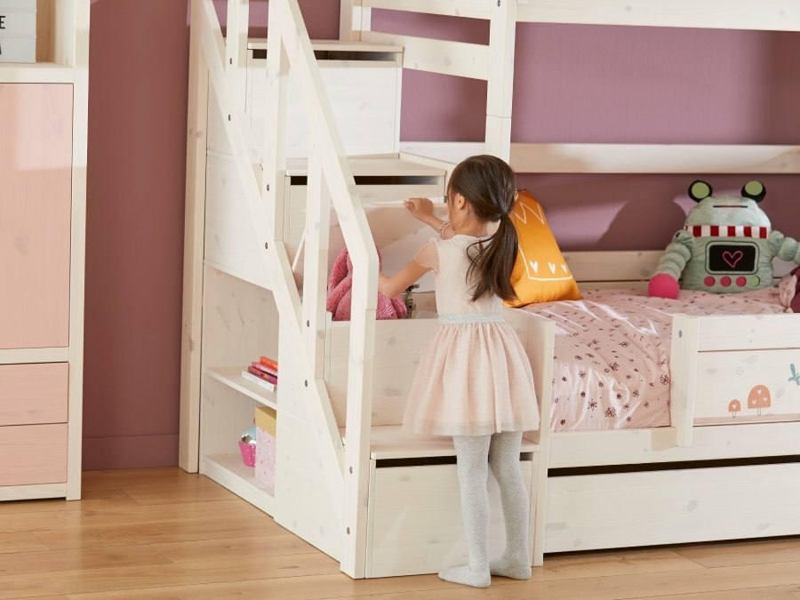 Lifetime stapelbed trapkast 90x200 wit - Afbeelding 3
