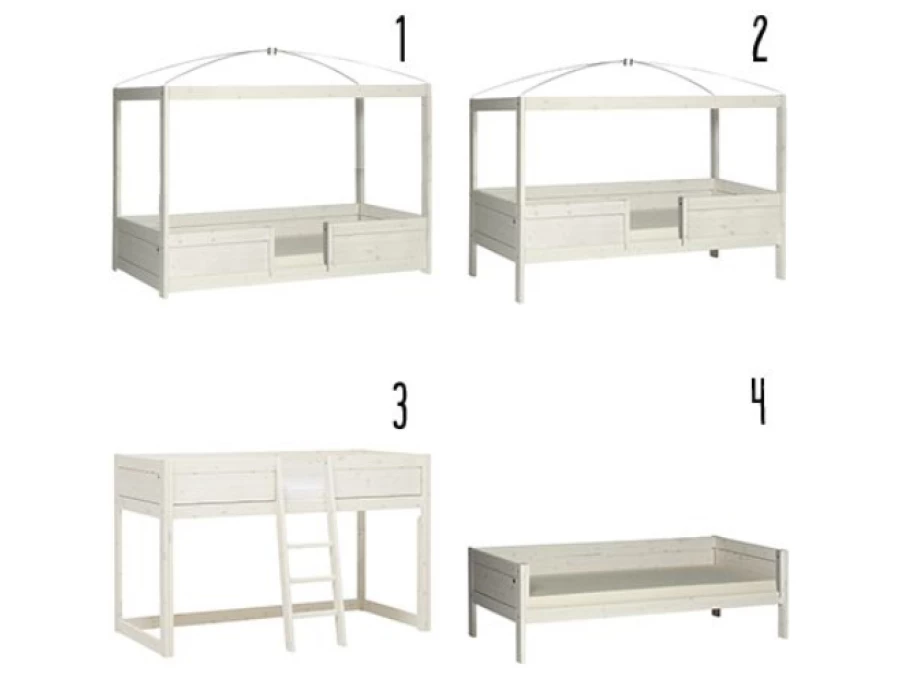 Lifetime 4-in-1 bed met hemel whitewash
