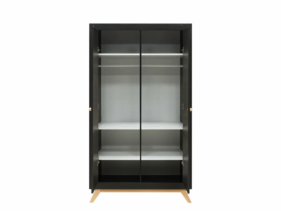 Bopita Nora 2-deurs kledingkast zwart / beuken - Afbeelding 3