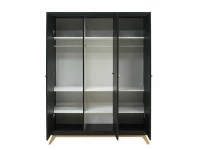 Bopita Nora 3-deurs kledingkast zwart / beuken - Afbeelding 3