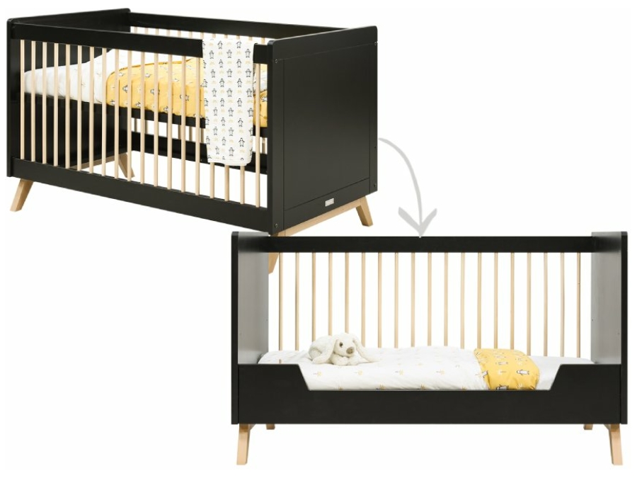 Bopita Nora bedbank 70x140 zwart / beuken