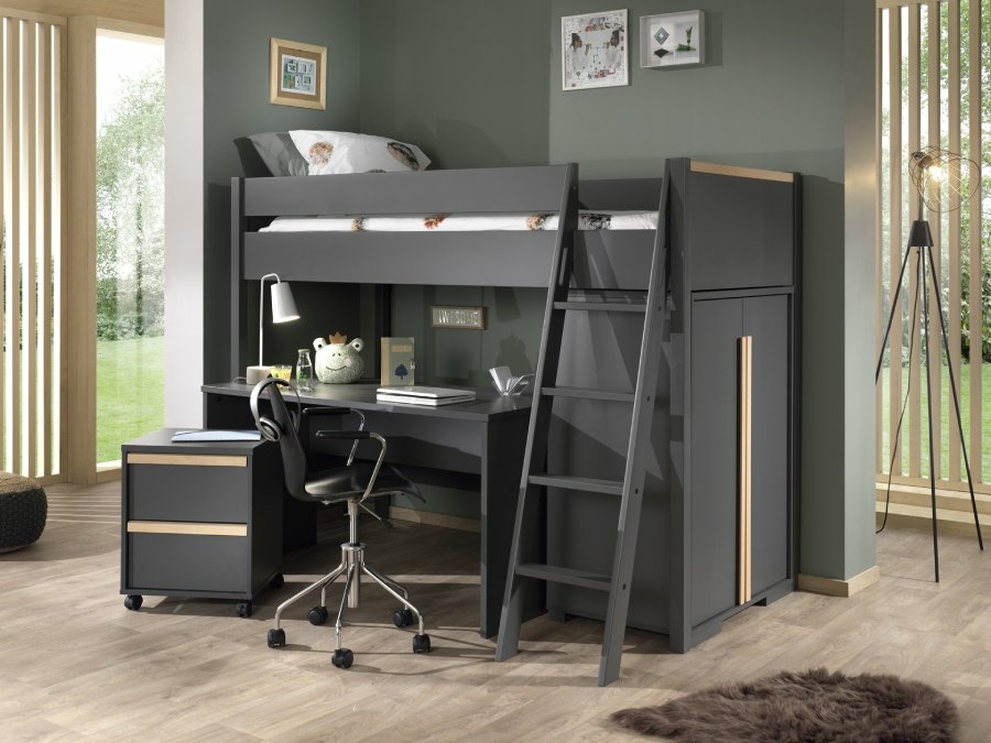Vipack London opbergkast 3 legplanken antraciet - Afbeelding 4