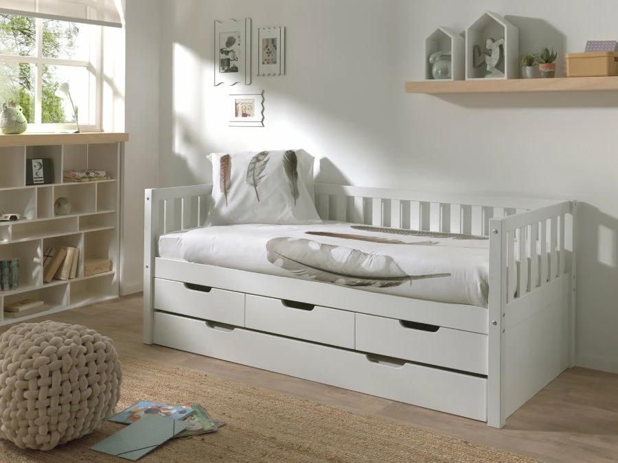 Vipack Fritz kajuitbed met lades + rolbed wit - Afbeelding 3