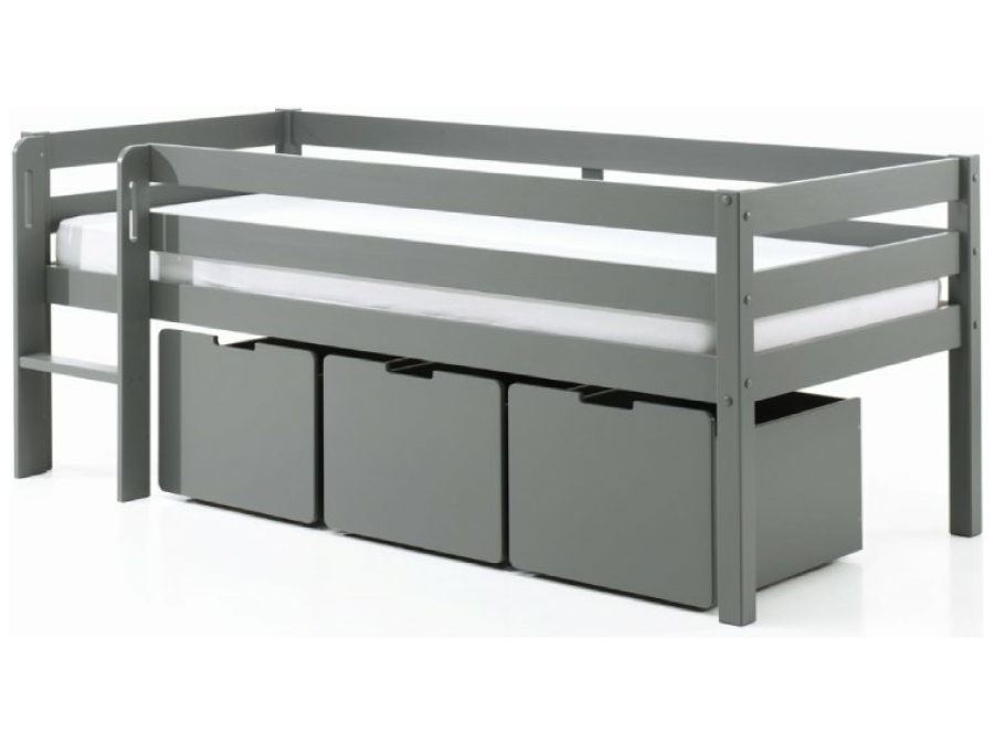 Vipack Pino halfhoogslaper laag + ladeset grijs