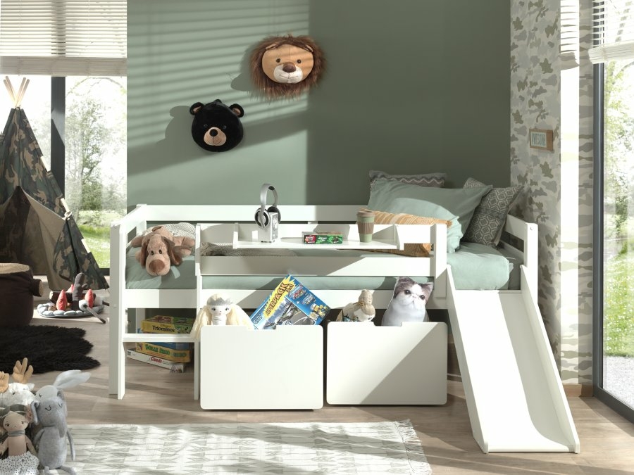 Vipack Pino halfhoogslaper laag glijbaan + ladeset wit - Afbeelding 3