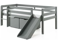 Vipack Pino halfhoogslaper laag glijbaan + ladeset grijs