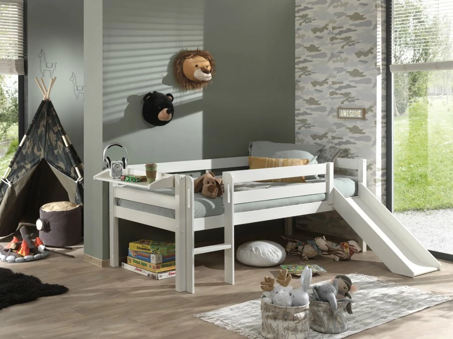 Vipack Pino halfhoogslaper laag met glijbaan wit - Afbeelding 3