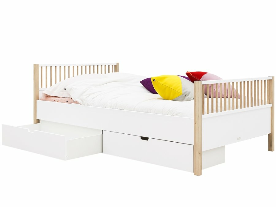 16522951 Bopita Mika twinbed 120x200 wit eiken opberglade