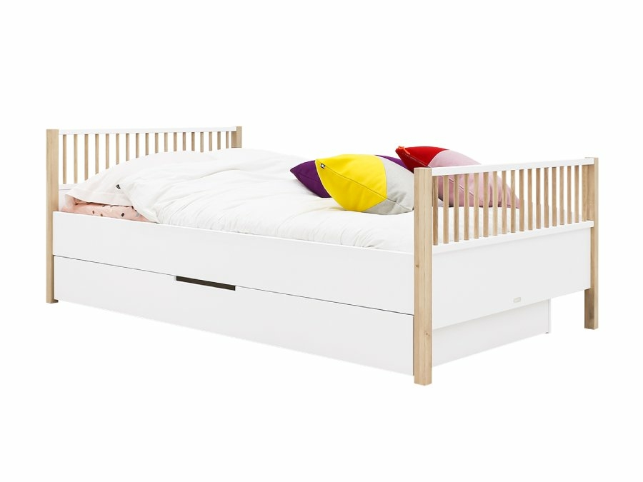 16522951 Bopita Mika twinbed 120x200 wit eiken slaaplade