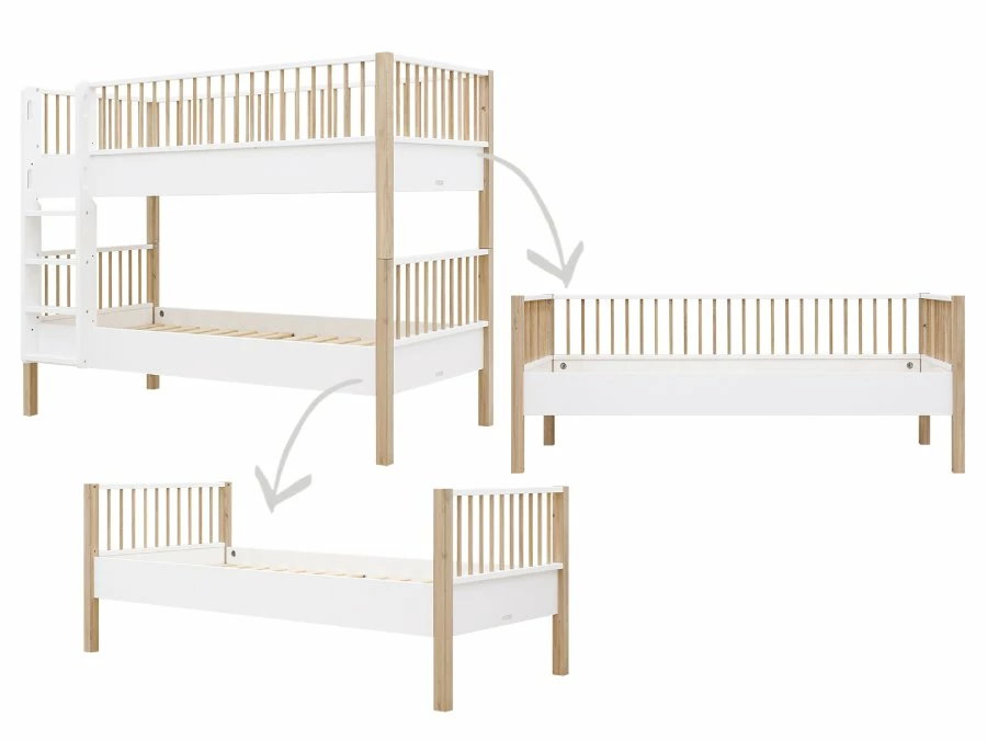 22922951 Bopita Mika combi stapelbed 90x200 wit eiken doorbouwen