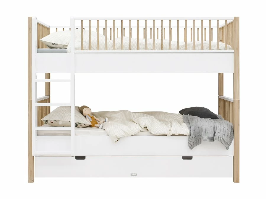 22922951 Bopita Mika combi stapelbed 90x200 wit eiken zijkant