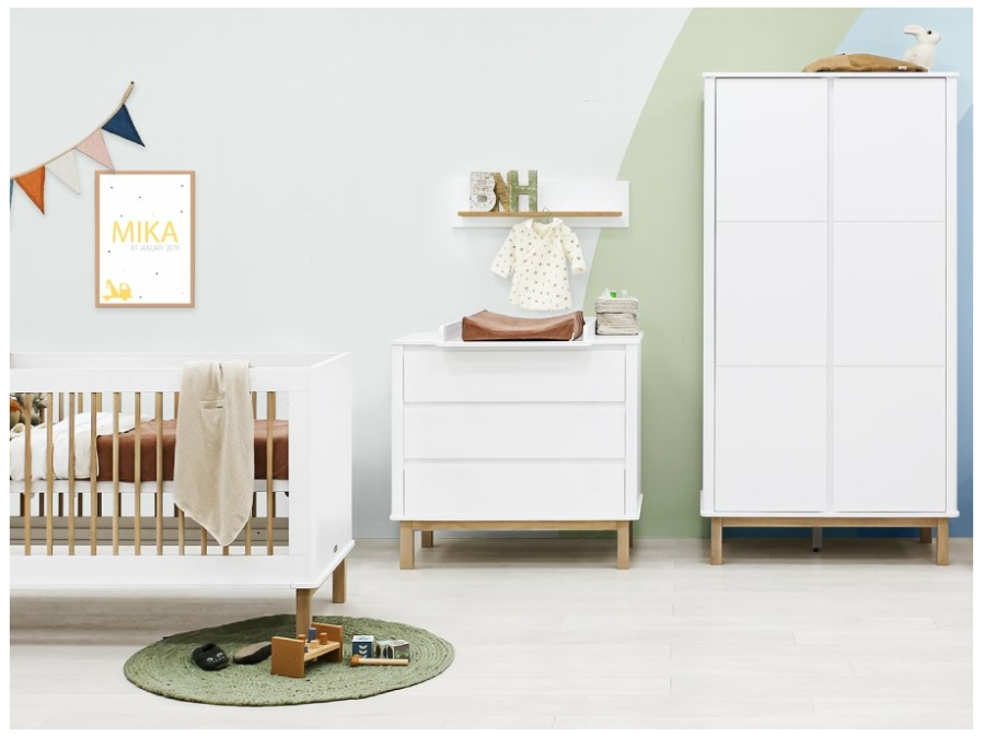 Bopita Mika 3-delige babykamer wit/eiken - Afbeelding 5