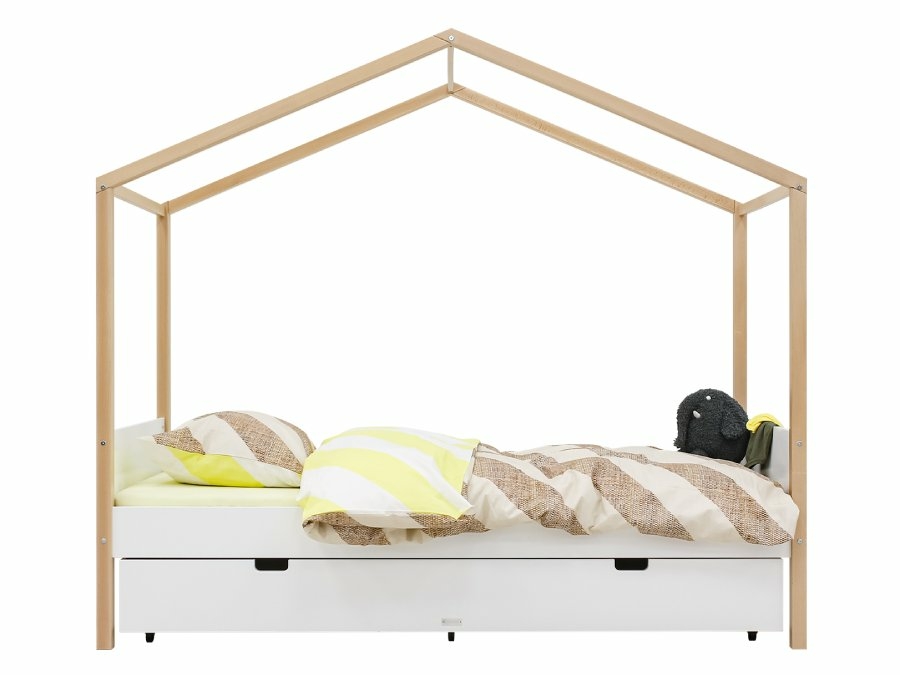 27506003 Bopita Liam huisbed 90x200 wit naturel lade