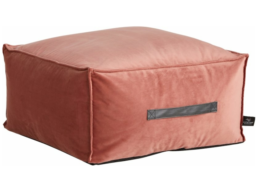 Lifetime vierkante poef - velours dark blush