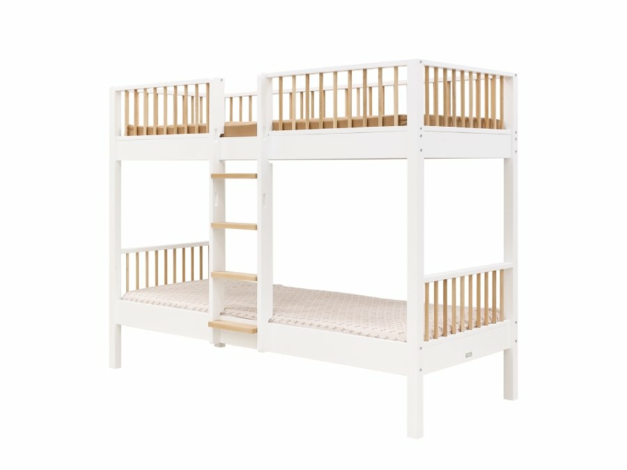 16107803 Bopita Ivo stapelbed 90x200 wit naturel bodem matrassen