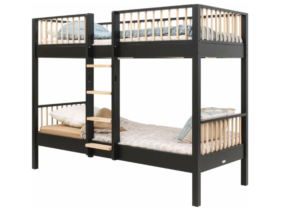 Bopita Ivo stapelbed 90x200 zwart / naturel